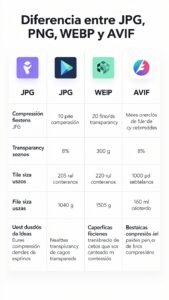 difference between JPG PNG WEBP and AVIF