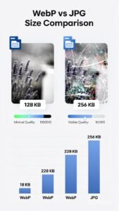 comparación de tamaño WebP vs JPG