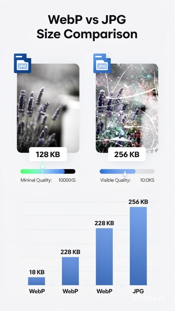 comparación de tamaño WebP vs JPG