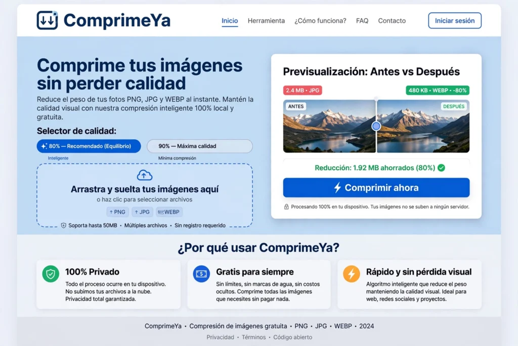 comprimir imágenes sin perder calidad